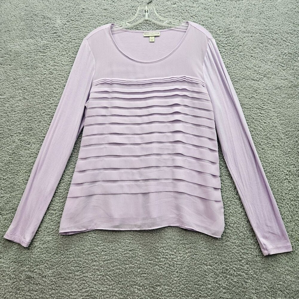 Dana Buchman womens Lavender Long Sleeve Pleated Top Size Large soft cozy casual
